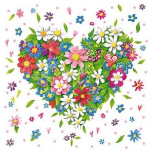 Ubrousky Velikonoční 25 x 25 cm, flora srdce