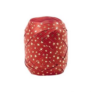 Stuha dárková 12mx10mm, červená s hvězdičkami