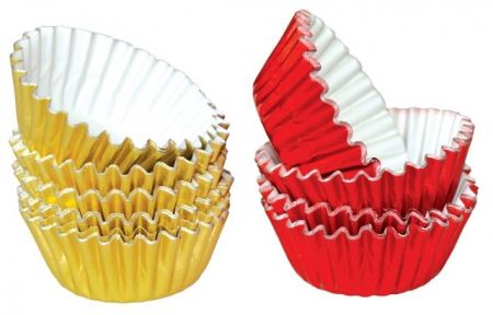 Hliníkové košíčky na pralinky 50 ks č. P-903 zlatý/červený