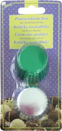 Hliníkové košíčky na pralinky 50 ks č.P-908 zelený / střbrný