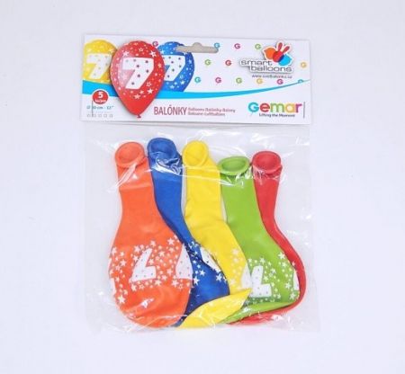 Balónek nafukovací s číslem "7", průměr 30cm 5ks