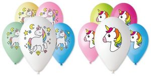 Balónky s potiskem jednorožci, 30 cm, 5 ks v balení, mix motivů