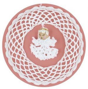 Háčkovaný věnec s andělem 15 cm