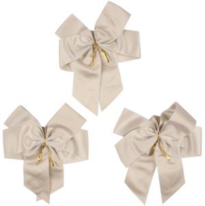 Mašle béžový samet 13 cm, 3 ks