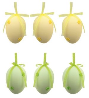 Vajíčka plastová na zavěšení 5 cm,s kytičkou,6 ks v sáčku