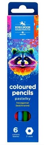 KOH-I-NOOR Pastelky šestihranné - dlouhé - 6 barev - mýval - 3551/6