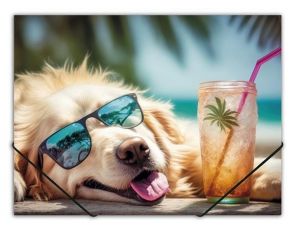 Desky s gumičkou &quot;Chillout dog&quot;, A4, 15 mm, PP, PANTA PLAST