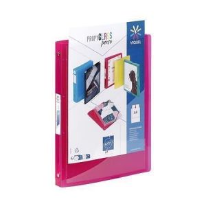 Desky kroužkové "PropyGlass Perso", fuchsia, 4 kroužky, 25 mm, A4, PP, VIQUEL 099666-05