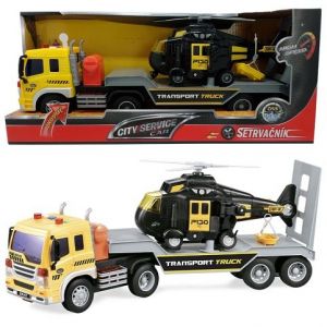 CITY SERVICE CAR - Tahač s návěsem a vrtulníkem 1:16