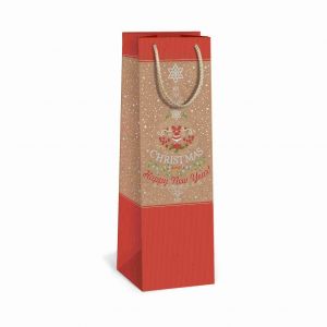 ARGUS Dárková papírová taška NATUR na víno (11 x 36 cm) 08340019