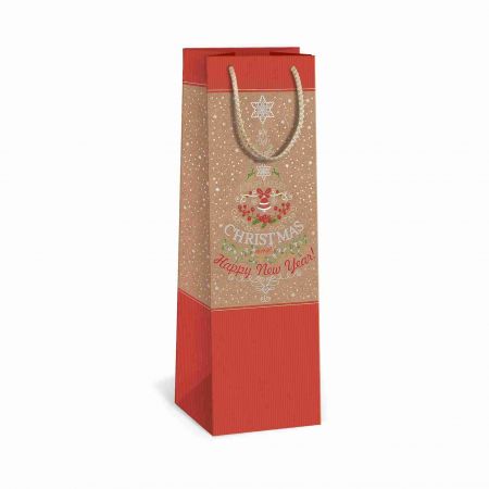 ARGUS Dárková papírová taška NATUR na víno (11 x 36 cm) 08340019