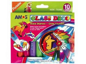 Barvy na sklo 10ks (10x10,5ml) s šablonami