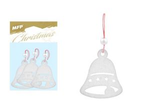 Zvonek dřevěný stříbrný set 6x6,8cm/3ks WD-15319