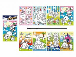 Malování vodou - kartonový list + štětec 150x210mm mix 1