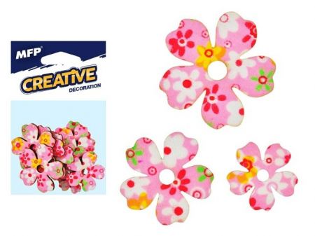 Dekorace květina růžová 12ks -5,4,3cm
