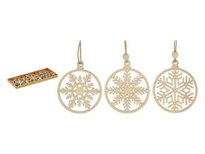 Ozdoby dřevěné set závěsymix 9ks/6,5x6,5cm XC20191234