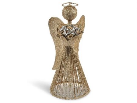 Anděl zlatý vánoční plech. 25cm R2366