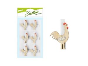 Slepice kolíčky 6ks - 4cm bílé