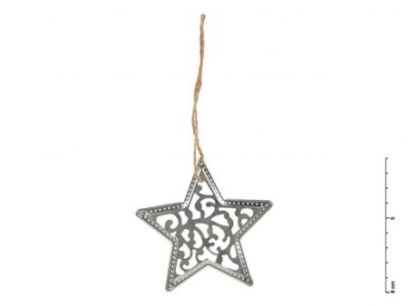 Hvězda kov stříbrná 9 cm - závěs