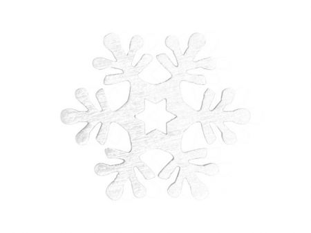 Dekorace vločky 24ks bílé dřevo 2cm