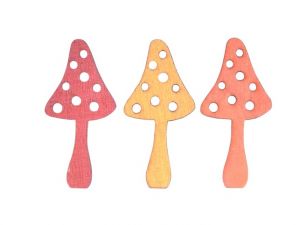 Dekorace houby 12ks dřevo 4cm