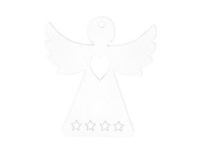 Dekorace anděl 12ks bílý dřevo 4cm