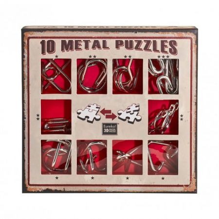 ALBI Sada 10 hlavolamů kov červená