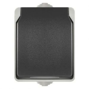 EMOS Zásuvka SCHUKO nástěnná, šedo-černá, IP44