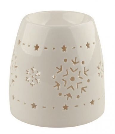 Aromalampa porcelánová bílá s vločkami 11 cm