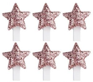 Hvězdy plastové růžové na kolíčku 3 cm, 6 ks