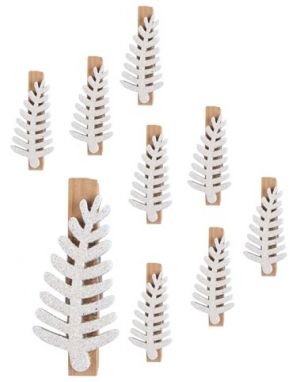 Větvičky s glitrem na kolíčku 4 cm, 9 ks bílé