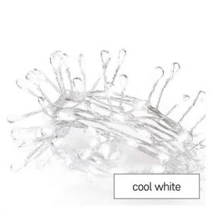 EMOS LED vánoční nano řetěz – ježek, 2,4 m, 3x AA, vnitřní, studená bílá, časovač