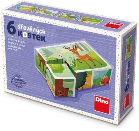 Kostky kubus Lesní zvířátka dřevo 6ks