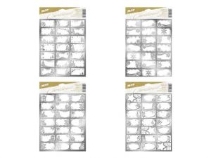 Samolepky na dárky vánoční stříbrné