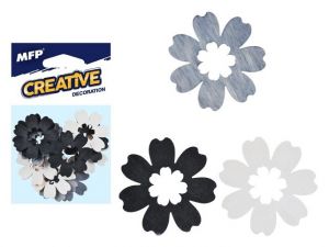Dekorace květina mix barev 12ks 5,4,3cm