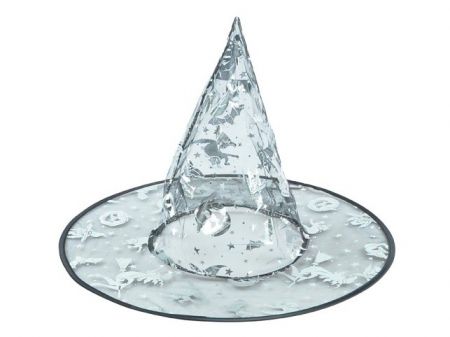 Klobouk čarodějnický černostříbrný 39x32cm