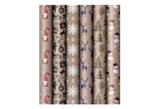 Balící papír vánoční role 200x70 kraft mix č.3