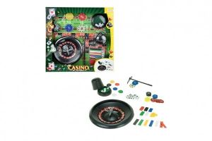 Hrací sada casino ruleta a kostky plast v krabici