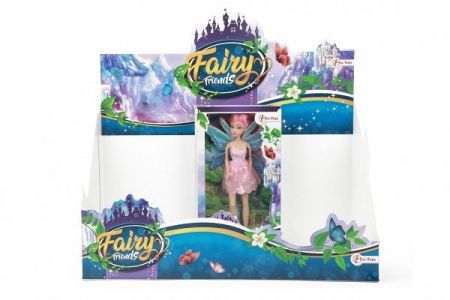 Panenka víla s křídly plast 17cm růžové šaty