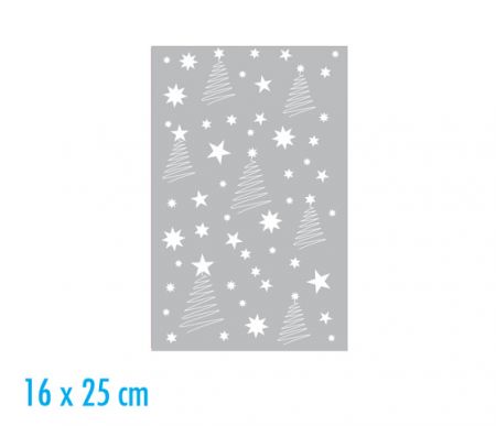 Sáček celofán neprůhledný stříbrný 16x25 stromečky