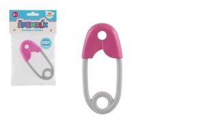 Chrastítko špendlík plast 12cm růžovošedé 12x19cm