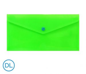 Obal spisový s klopou a drukem  DL neon LUMA, zelený