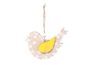 Záves dřevo ptáček 17x10cm/2ks natur