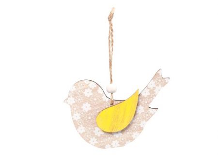 Záves dřevo ptáček 17x10cm/2ks natur