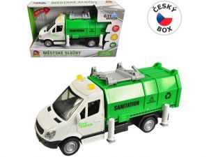 Auto popelářské na setrvačník, se světlem a zvukem, 19 cm