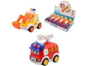 Auto hasičské, stavební na stisknutí, 9 x 6 x 9,5 cm