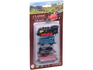 Souprava vlaková, kovová, zpětný chod, 4 ks, 7 x 3,5 cm mix barev