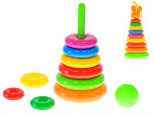 Skládačka pyramida s kroužky plast 28cm 2 druhy