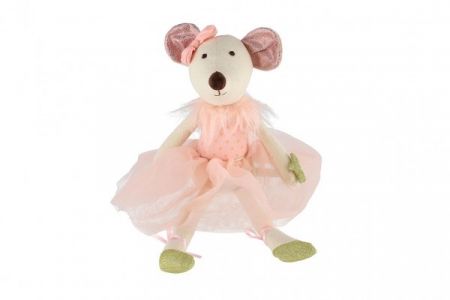 Myš/Myška baletka sedící látka 20cm růžová v sáčku 0+