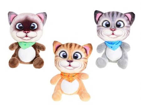 Kočka plyšová 20cm sedící se šátkem 3barvy 0m+